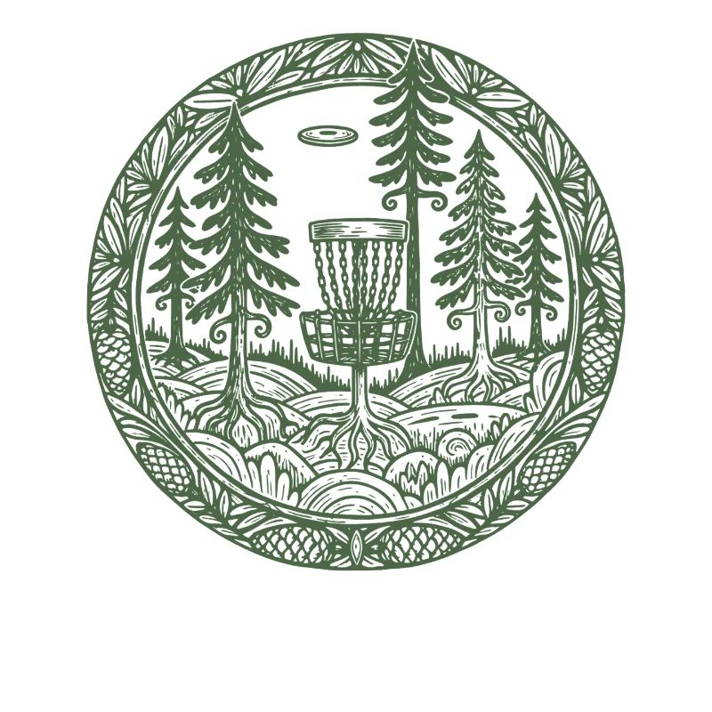 Forest Disc Golf Basket Flying Disc Course Scene