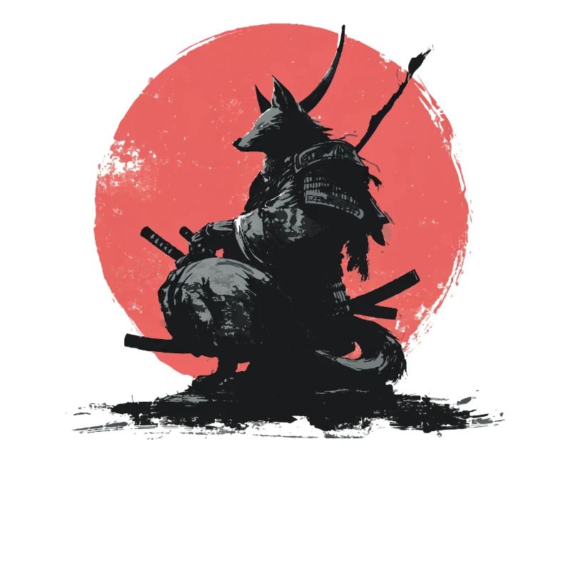 Wolf-Samurai auf Red Sun