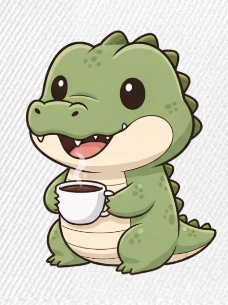 Krokodil mit Kaffee