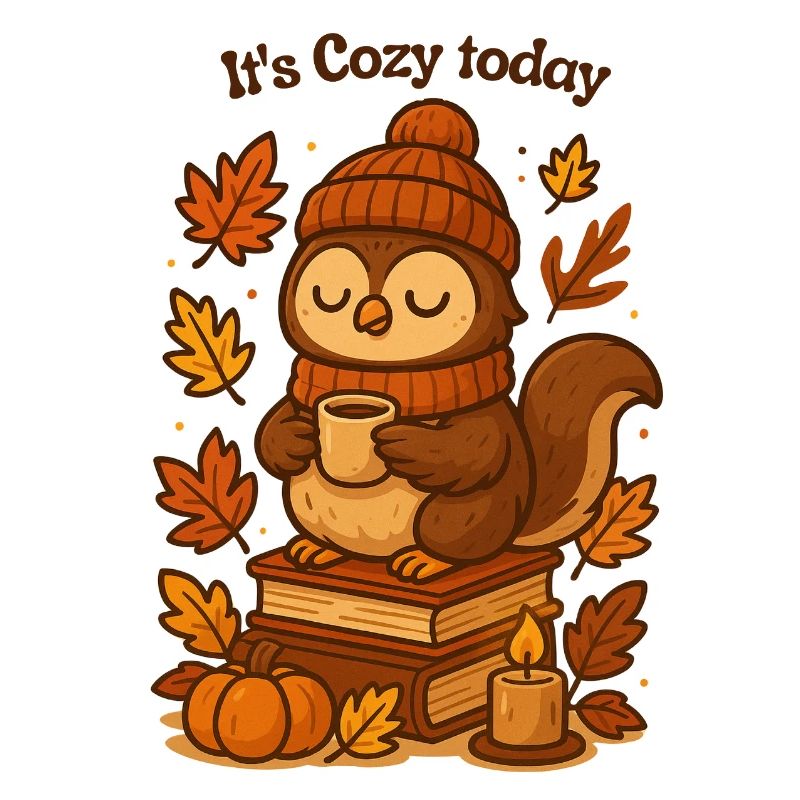 Gemütliche Herbst-Eule mit Tee Mütze 