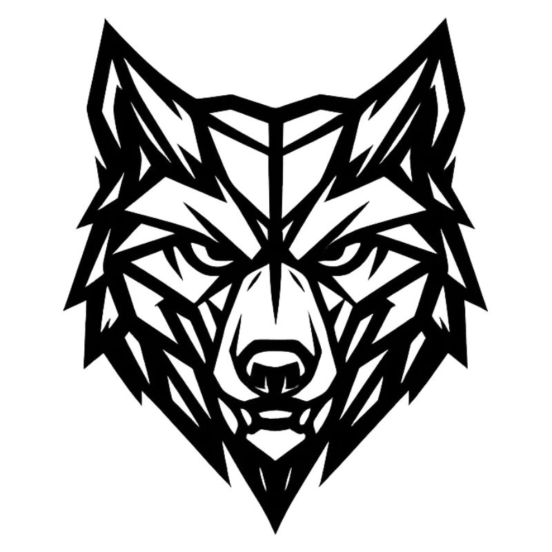 Grauer Wolf mit geometrischem Stil