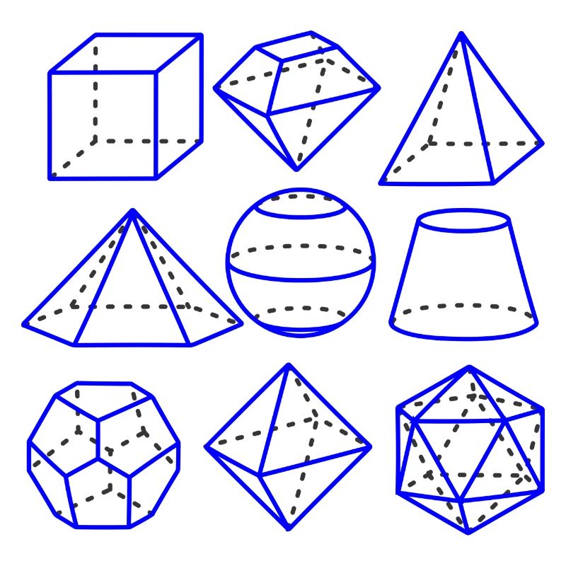 Mathe Figuren Blauer Stift