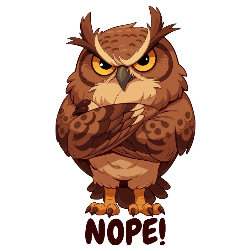 Nope! Grimmige Eule mit Attitüde