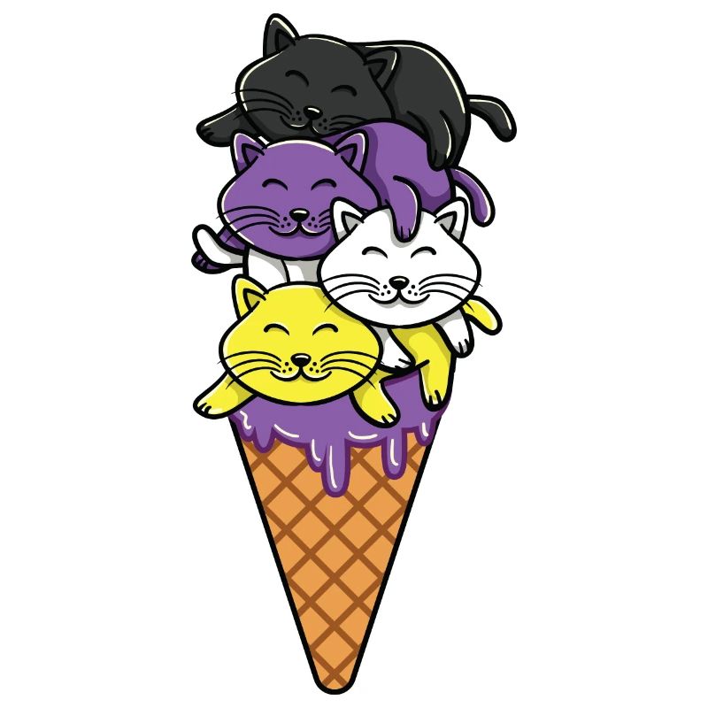 Nonbinäre Eiscreme Katzen Nonbinary Pride