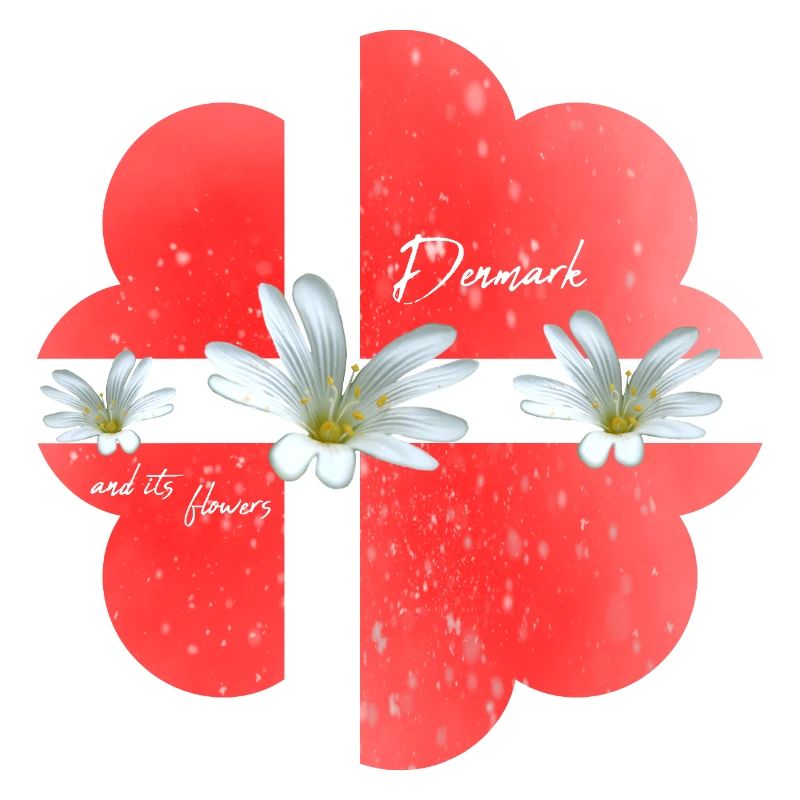 Danemark Drapeau avec des fleurs Danemark