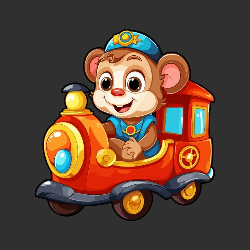 Monkey Railroad Chimpanzee Monkey Rides Railroad