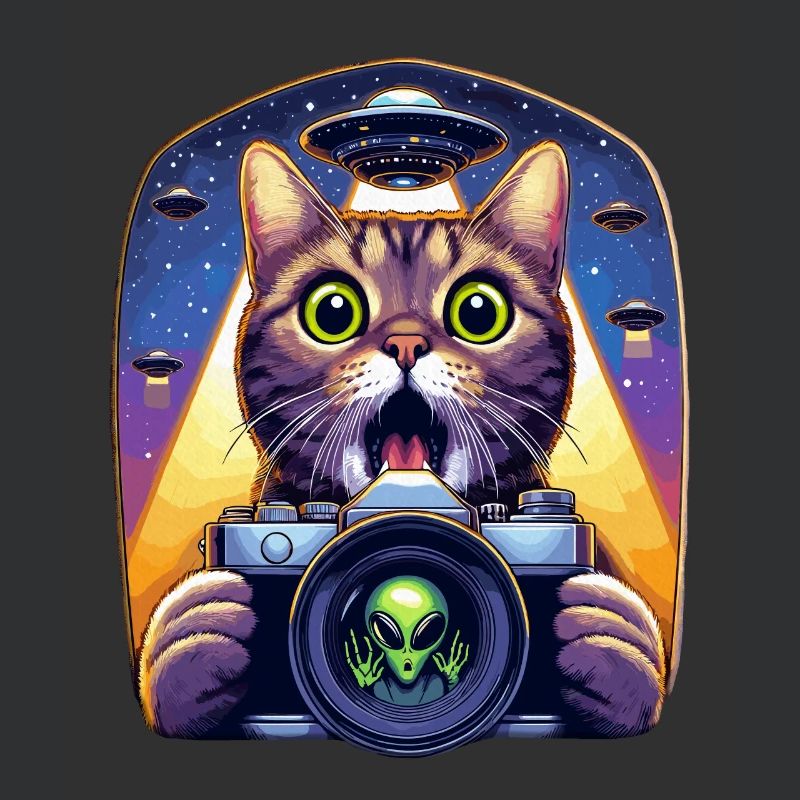 Funny Scared Cat With UFO Alien Attack 3D Effect