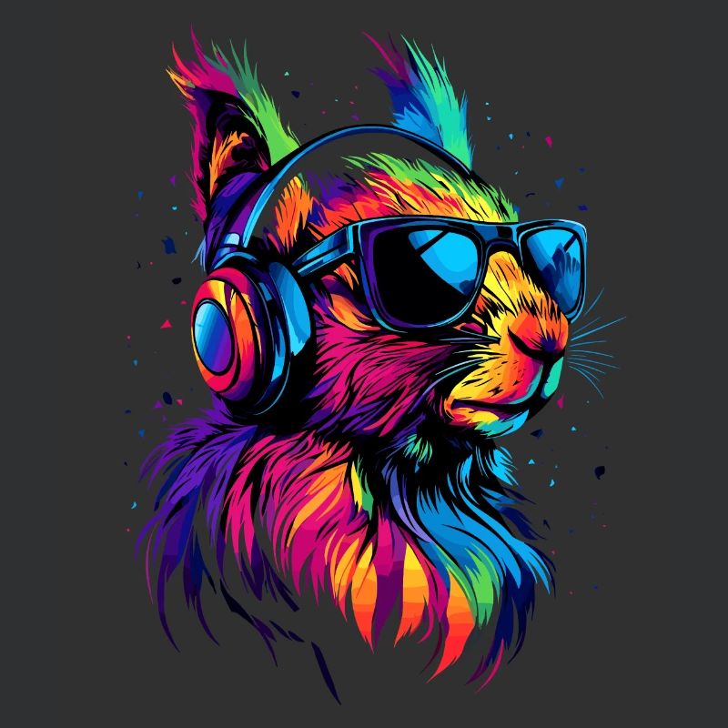 Eichhörnchen Kopfhörer Bunt Popart DJ Eichhörnchen