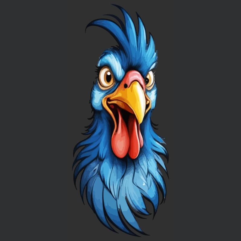 A blue-feathered rooster