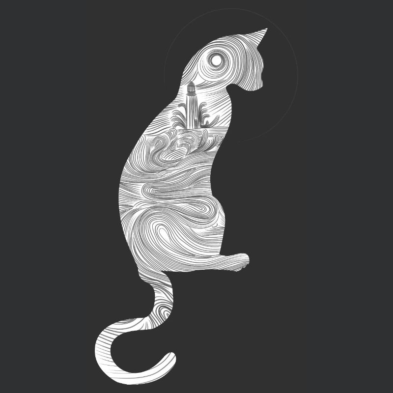 Abstract cat with spiral pattern