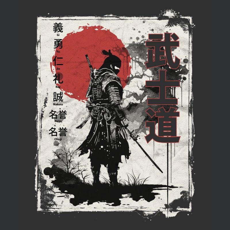 Samurai Warrior with Red Sun Backdrop