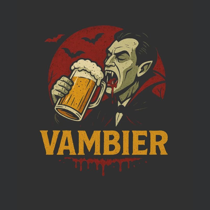 Vampire Drinks Beer Retro Logo