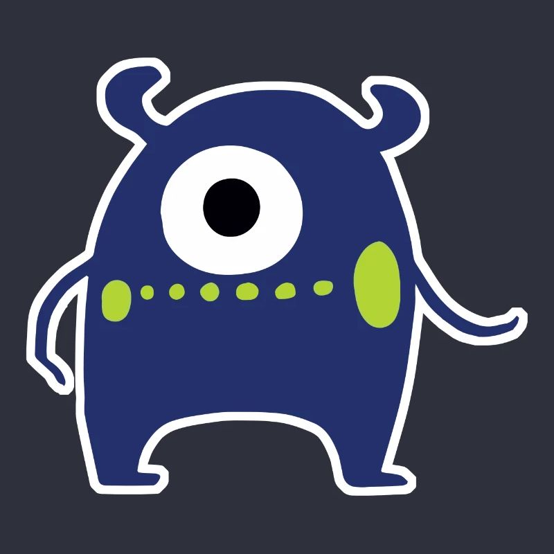 Navy Blue Cyclops Monster | Cute Chibi Alien 