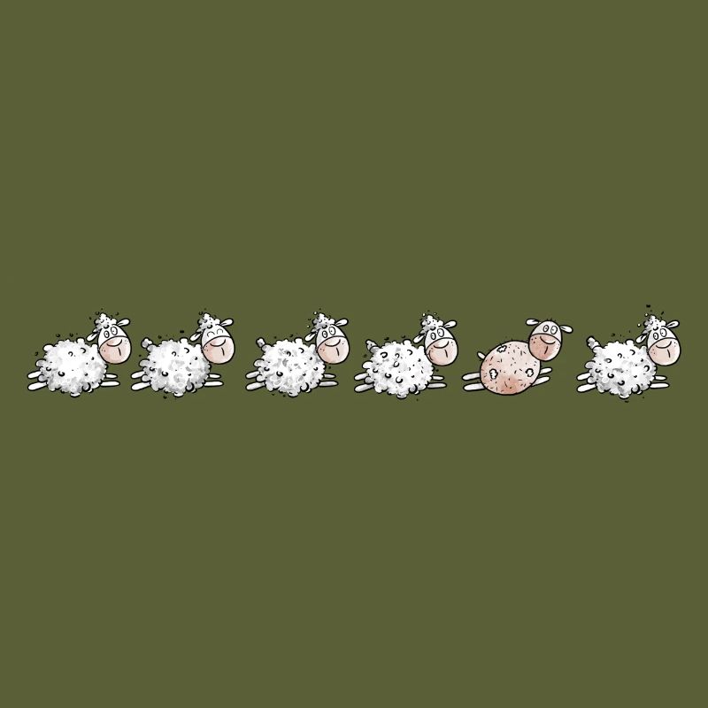 Sheep Flock and sheared sheep