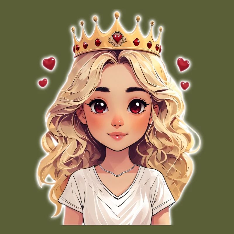 Süßes blondes Mädchen mit Krone und Herzchen