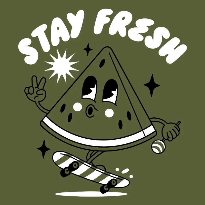 Verspieltes Gesicht mit "Stay Fresh"-Botschaft