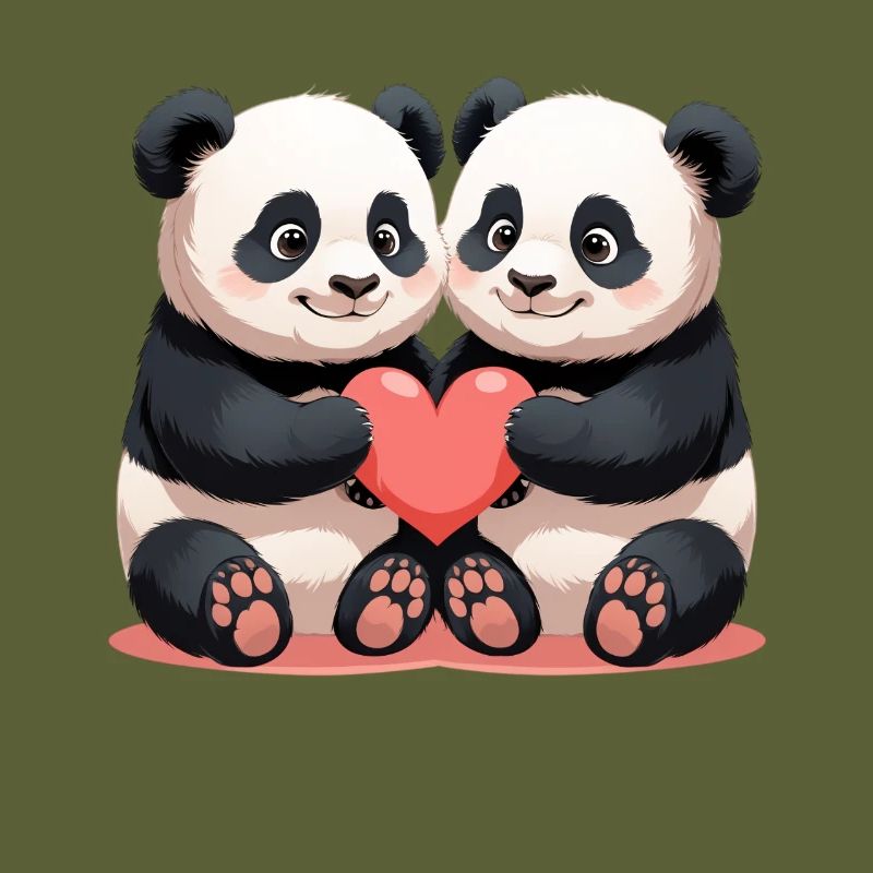 Panda Heart Duo Cuddle Time