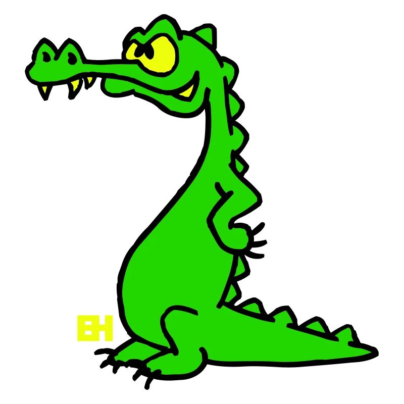 Crocodile souriant, design à trois couleurs