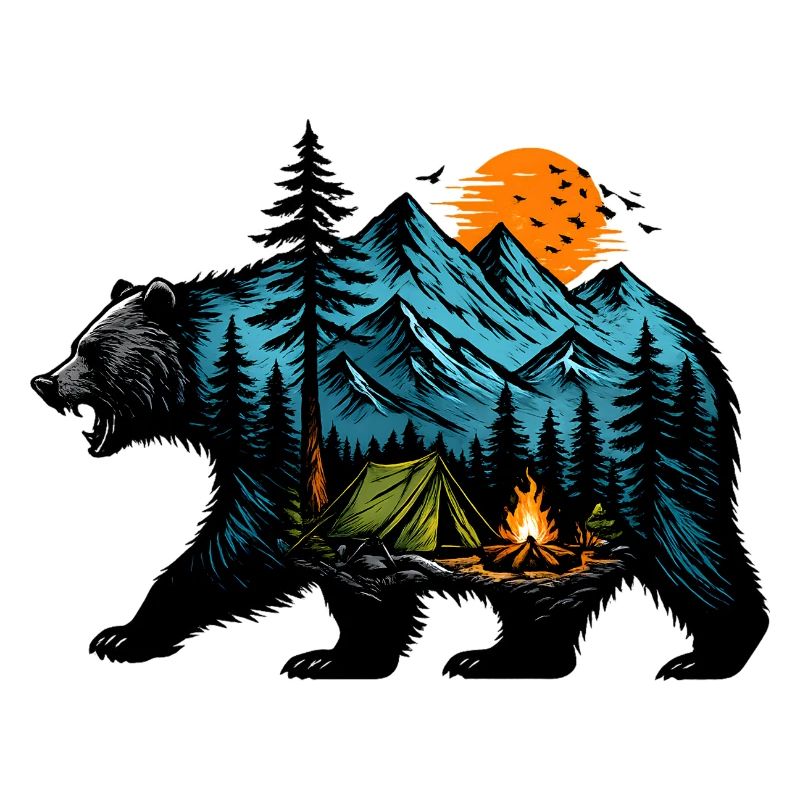 Night camping: mountain and fire