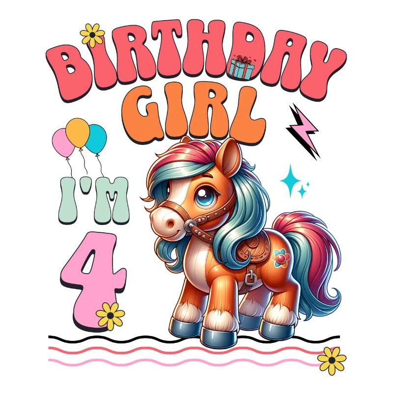 4. Geburtstag Mädchen Pferd Reiten