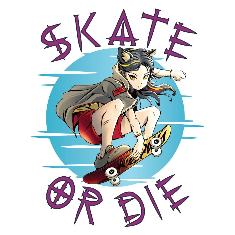 Skate oder stirb Skateboarder Anime Mädchen