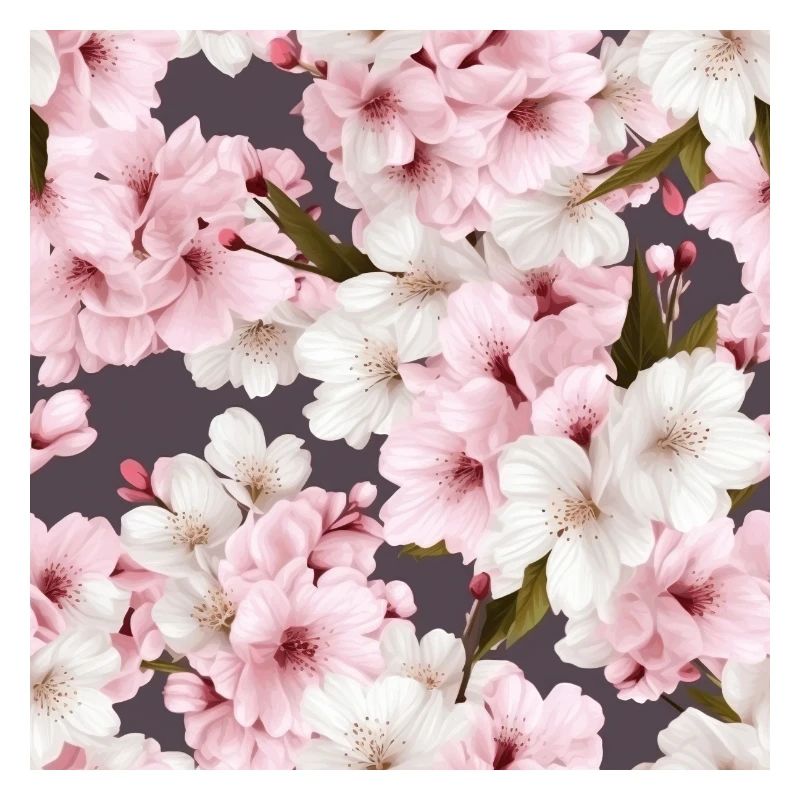 Realistic White Pink Cherry Blossom Pattern