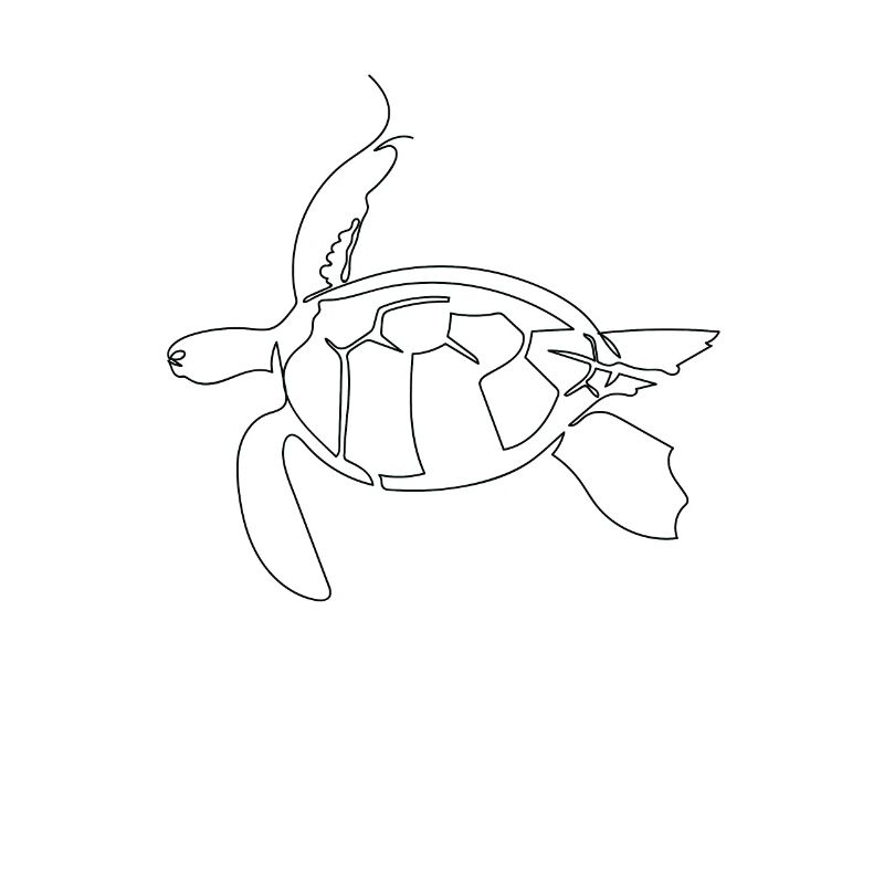 One Line Art Schildkröte gezeichnet