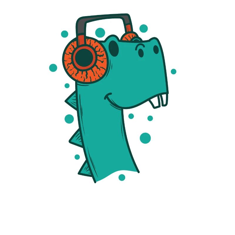 Dino hört Musik mit Kopfhörer Dinosaurier