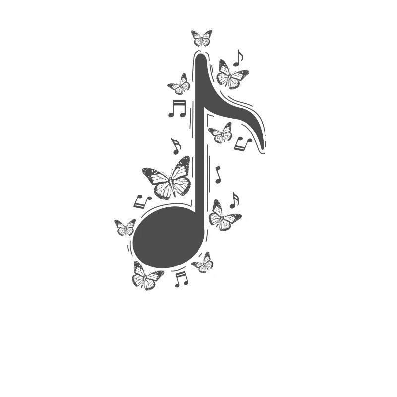 Note de musique avec musique de papillons
