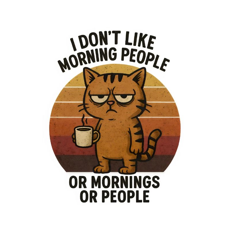 Katze mit Kaffee ich hasse Menschen
