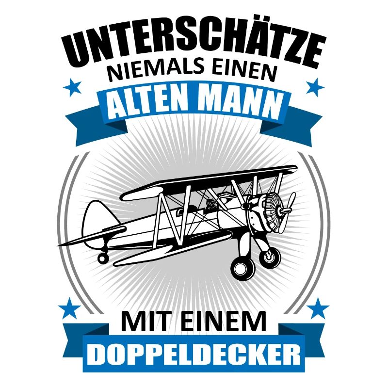 Doppeldecker Alter Mann Spruch Pilot Geschenk