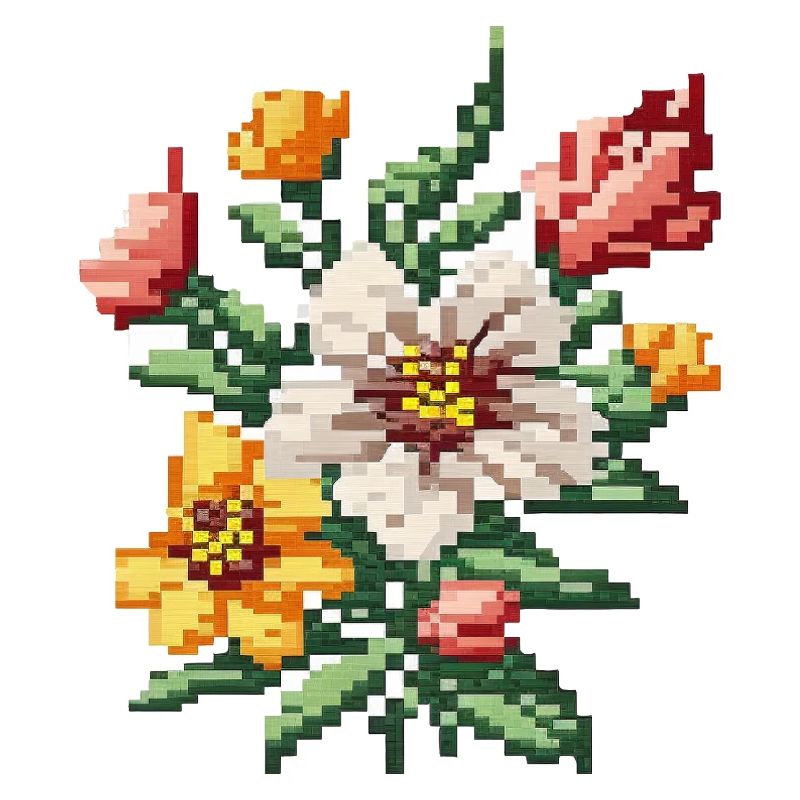 Style pixel fleurs