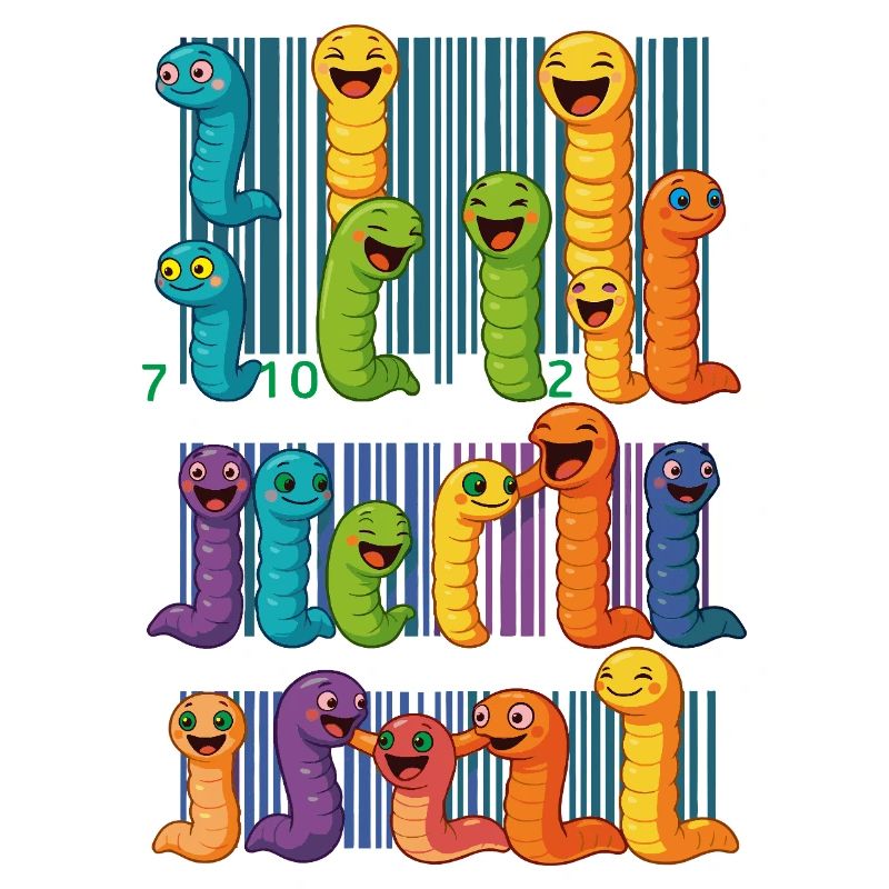 Bunte Wurm-Barcode-Kollektion