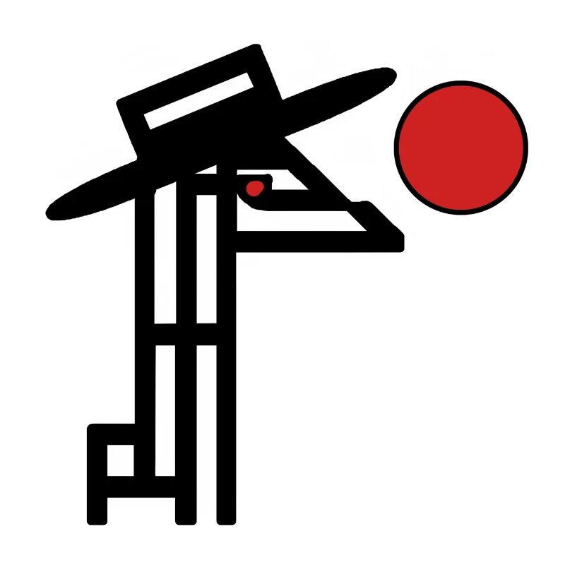 Rote Sonne und eine Giraffe mit Hut