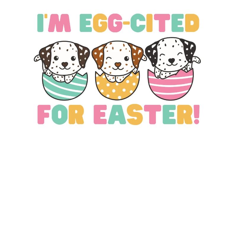 cute dogs at Easter with Easter eggs Dalmatians