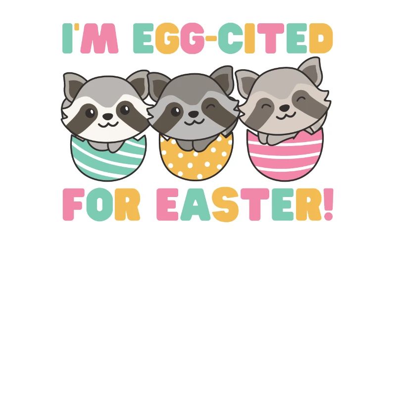 cute raccoons for Easter with Easter eggs raccoon