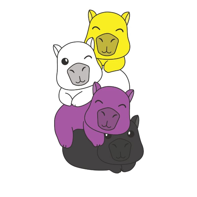 Nonbinary Flag Pride LGBTQ Mignon Capybara Pile