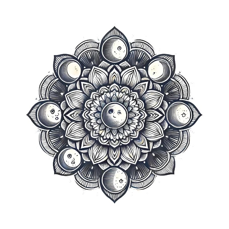 Celestial Moon Phase Mandala Tattoo