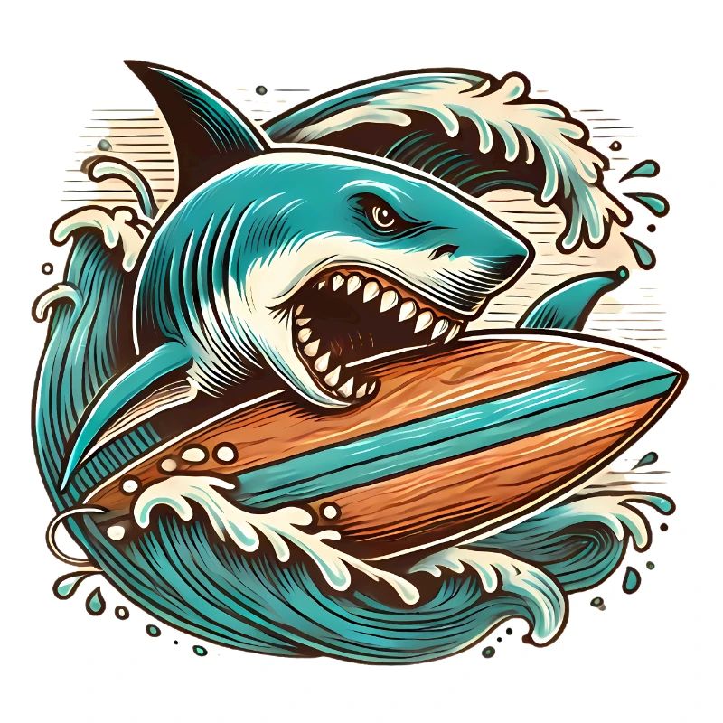 Aventure de surf de requin féroce