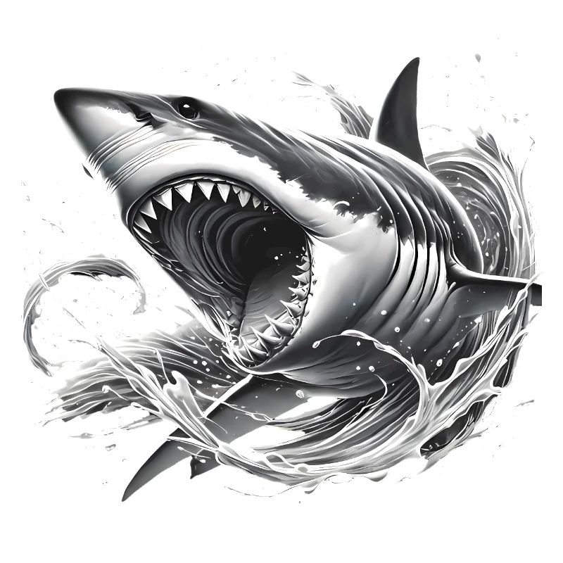 Illustration de requin féroce dans les vagues