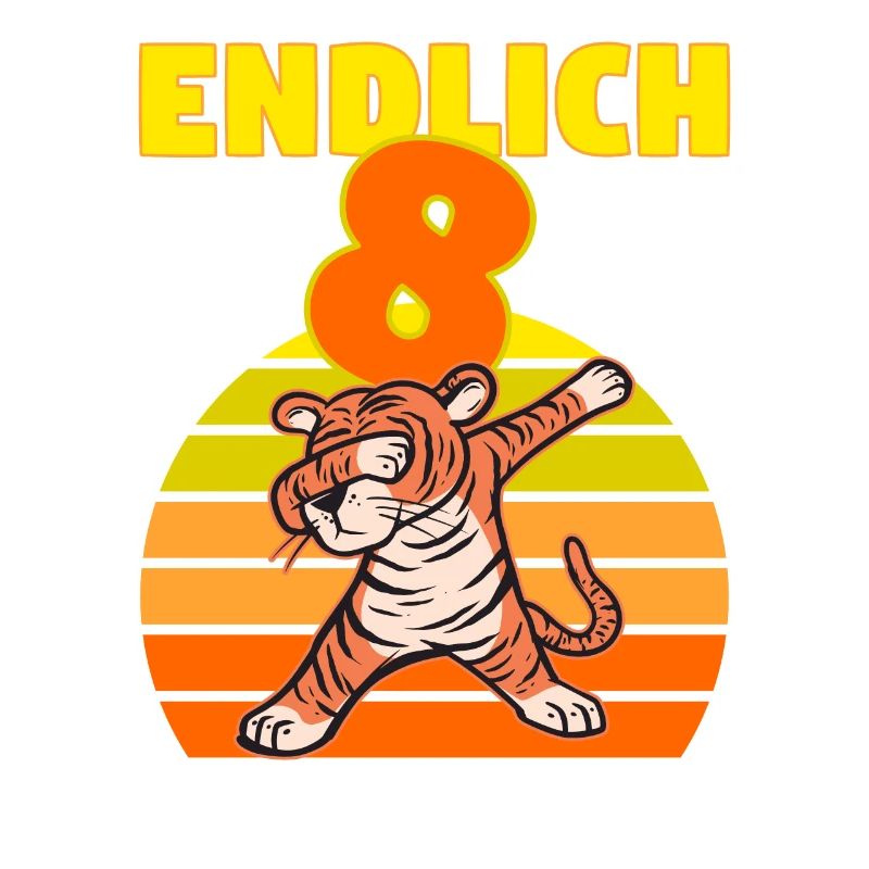 Dabbing Tiger 8 Geburtstag 8 Jahr Löwe witzig dab
