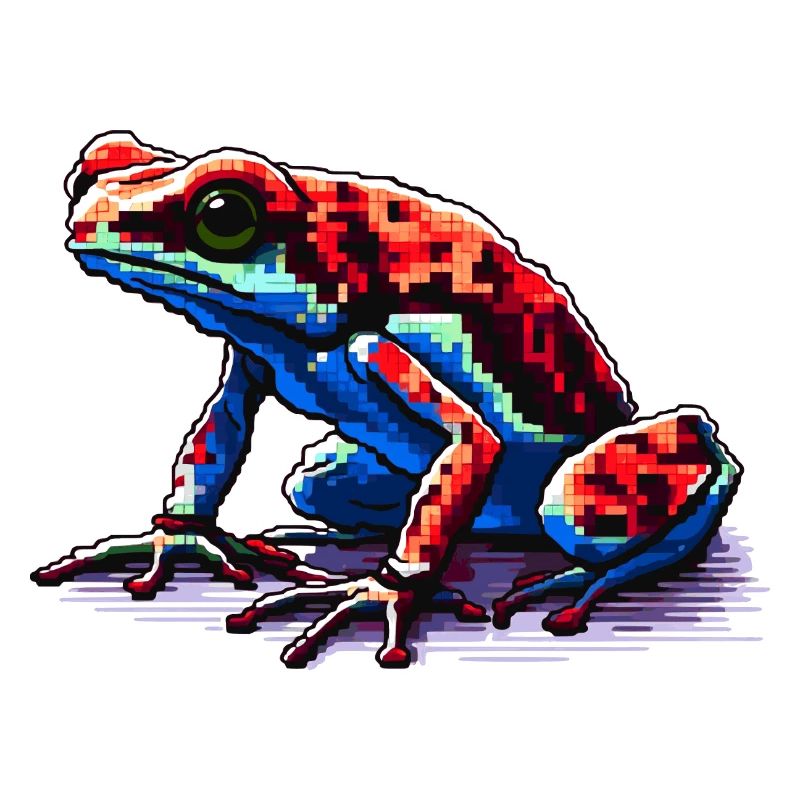Grenouille dendrobate empoisonnée colorée en aspect pixel 8 bits