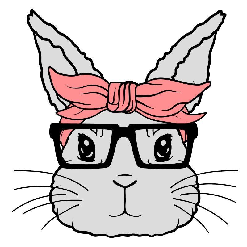 Visage de lapin nerd féminin