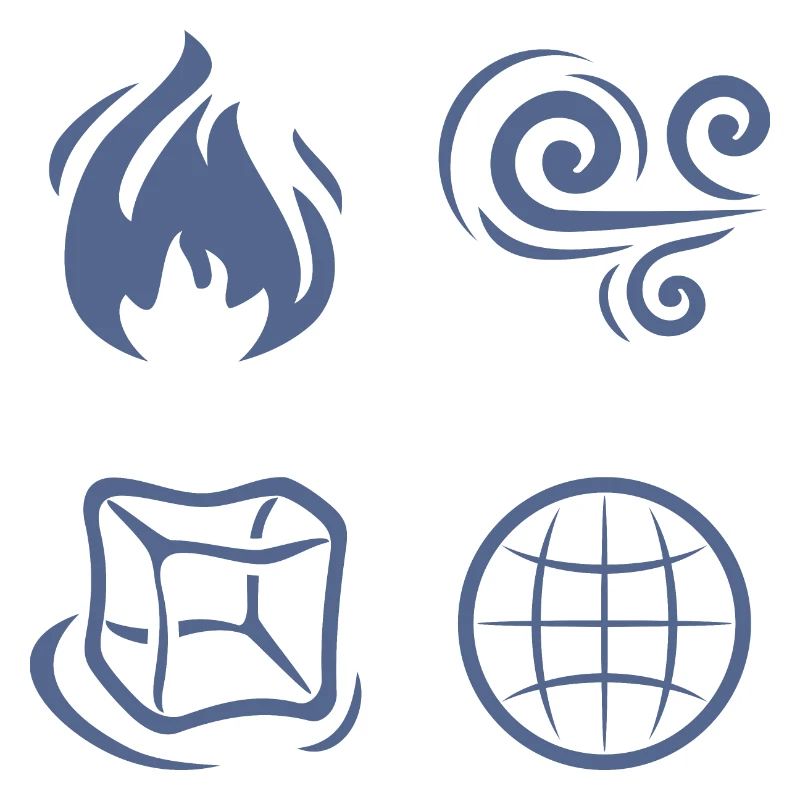 Wind, fire, earth and water