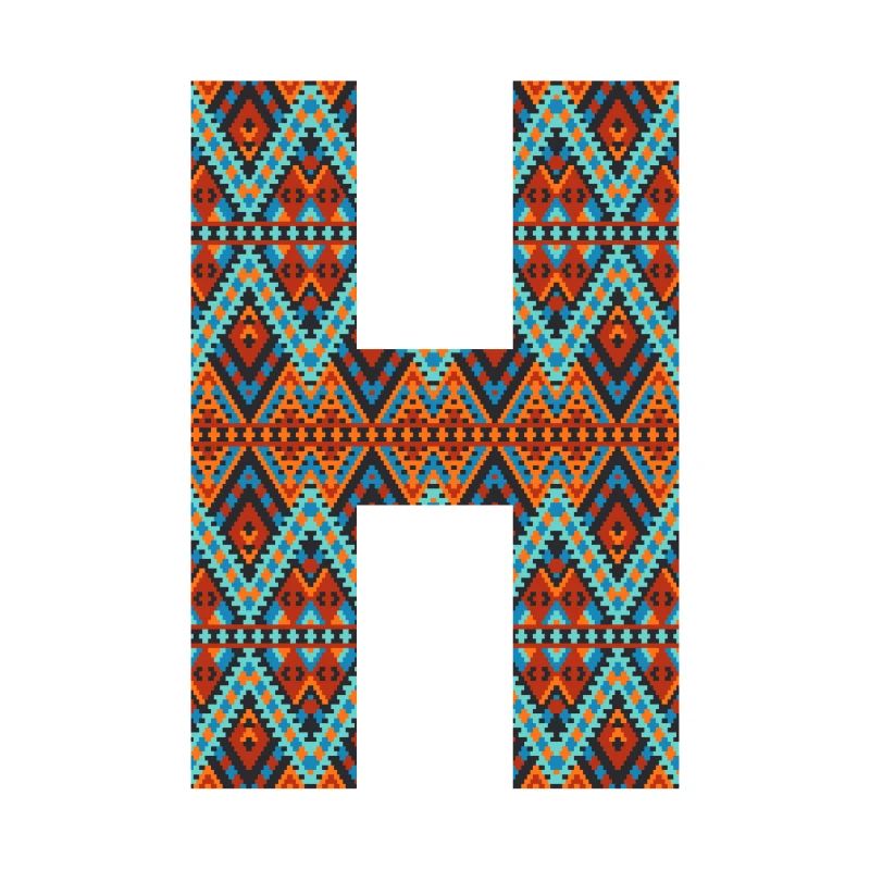 Buchstabe H - Boho-Design, buntes Monogramm