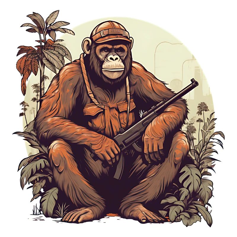 Armed monkey for rainforest protection
