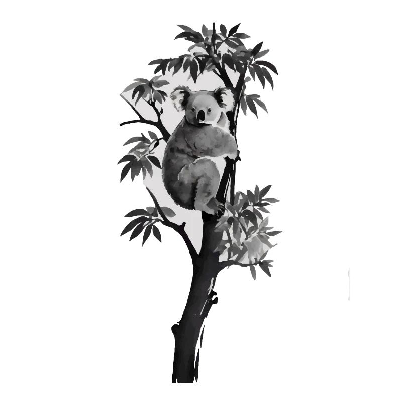 Silhouette eines Koalas, der sich an einen Baum