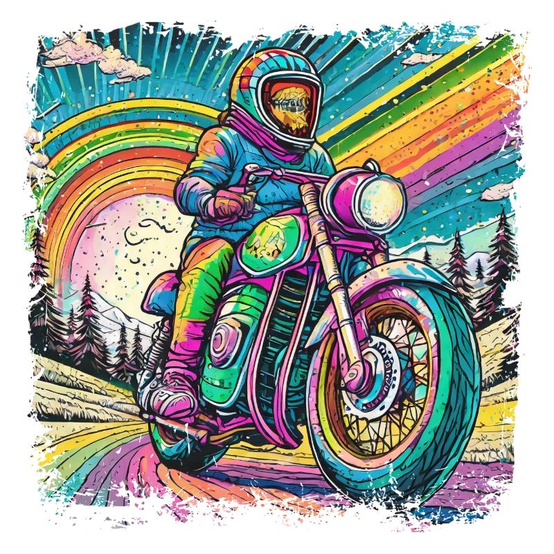Berge im psychedelischem Biker-Rausch