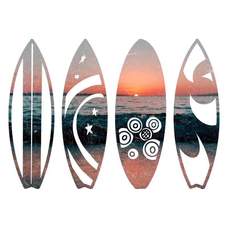 planches de surf coucher du soleil