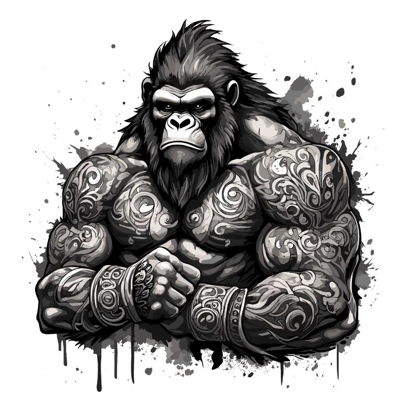 Tattoo / Tier / Kunst / cool / Comic / Gorilla